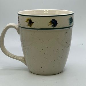Large Fly Fishing Mug Folkcraft Stoneware
